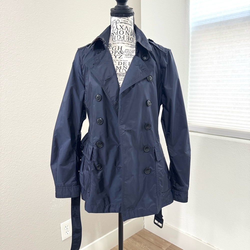 Burberry Brit Navy Belted Short Trench Coat - Picture 6 of 12